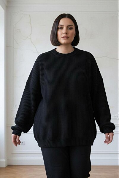 Curly ЧОРНИЙ ВЕЛИКИЙ РОЗМІР ОВЕРСІЗ СВІТЕР