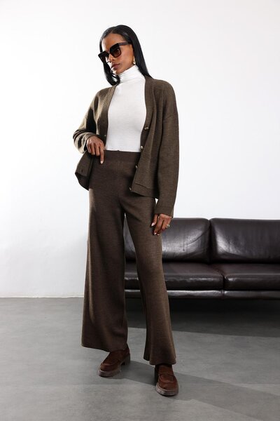 5in1Canpolat Brown Knitwear Trousers 5254