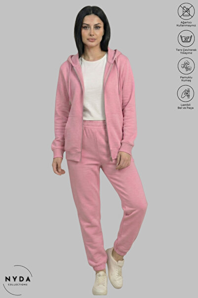 Nyda Collections Women Fleece-Lined Oversized Cotton Hooded Jacket and Elasti...