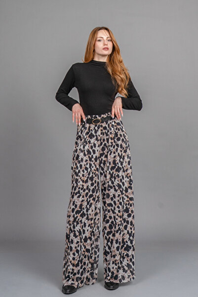 MissVina Women's High Waist Lined Tulle Palazzo Pants – Elastic Waist Wide Le...