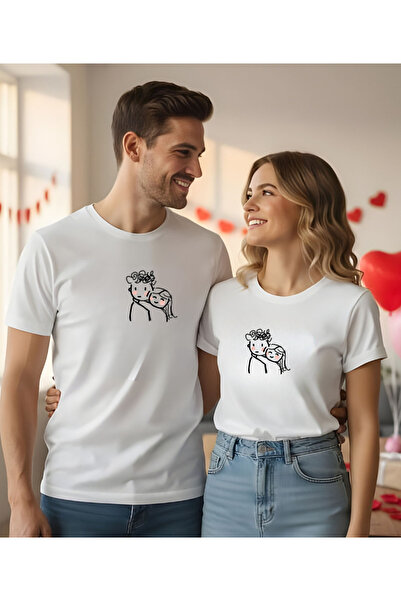 ASELİNDA Cute Couple cu imprimeu Sevgili Couple Tricou combinat (adăugați art...