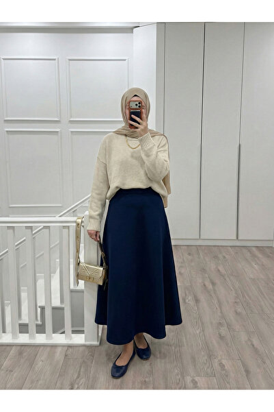 Foremia Scuba Verev Skirt-Navy Blue