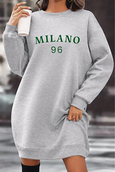 Pink Sky Unisex Printed Crew Neck Sweatshirt Dress