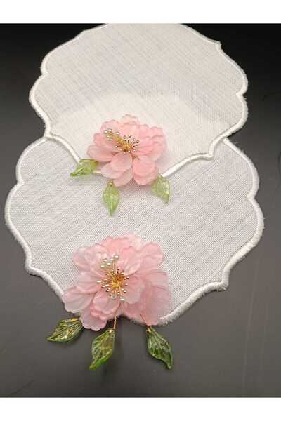 ZEYNEP ELA KAHVE YANI KOKTEYL SUNUM PEÇETE 2 ADET PEMBE ÇİÇEK