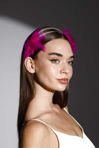 mostbeautifull Pembe Tüylü Parti Taçı