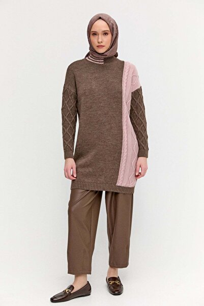 Setrms Çift Renkli Oversize Triko Tunik