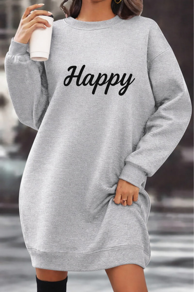 Pink Sky Unisex Printed Crew Neck Sweatshirt Dress