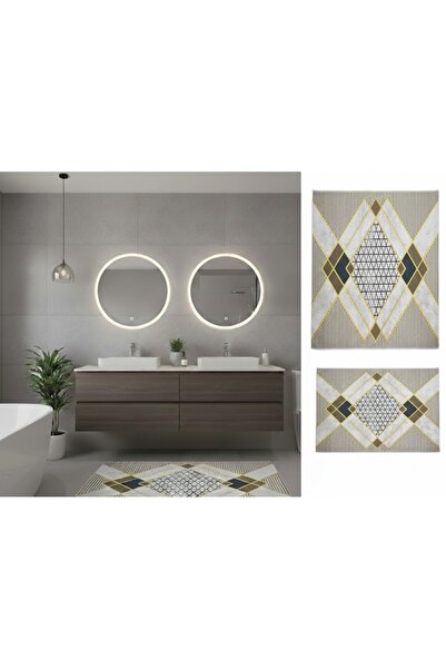 her evemağaza Printed 60X90-60X40Cm Non-Slip Base Washable Bath Mat