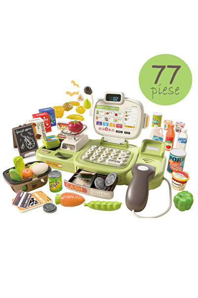 PROCART Casa de marcat inteligentă pentru copii, 77 de piese, scaner, control...