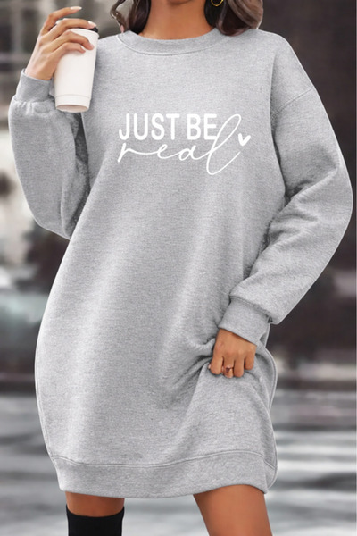 Pink Sky Unisex Printed Crew Neck Sweatshirt Dress