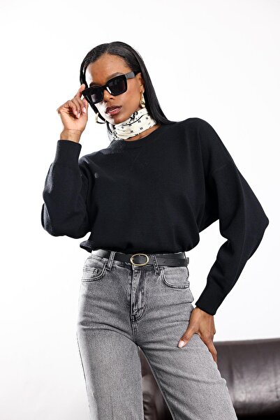 5in1Canpolat Black Crew Neck Knitwear Sweater 140401