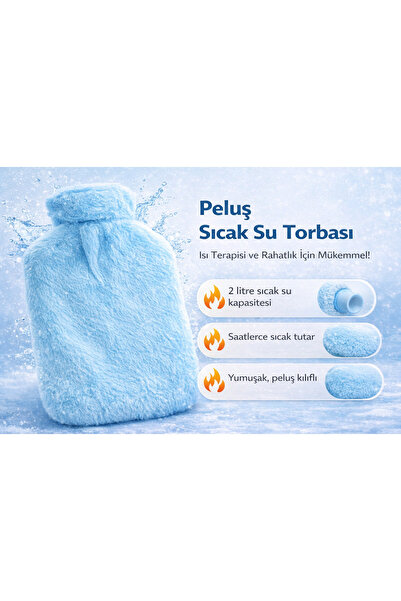Bestchoice Sıcak Su Torbası Peluş Kılıflı 2 Litre Mavi