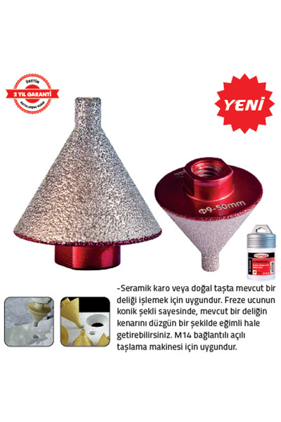 Tomax ELMAS EĞİMLİ PAH KIRMA UCU 9-38 MM