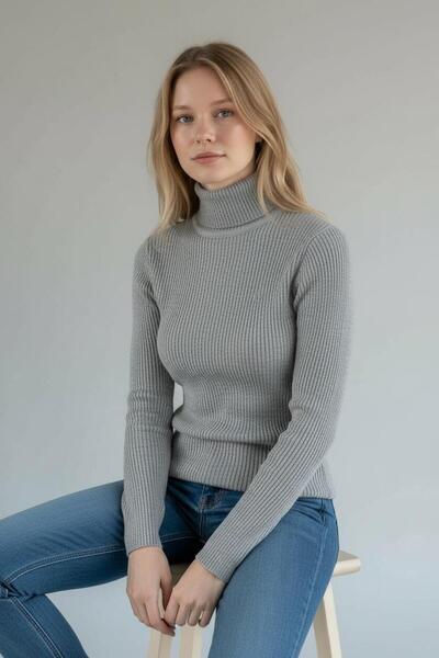 WYNA BOUTİQUE Women's Turtleneck Knitwear Sweater