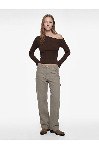 Koton Μπλουζάκι με ασύμμετρο λαιμόκοψη με μακρύ ισπανικό μανίκι με έναν ώμο