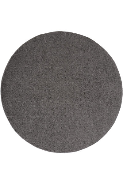 Cool Halı Puffy Yuvarlak Antrasit Gri Düz Renk Modern Pofuduk Shaggy Pelış Ka...