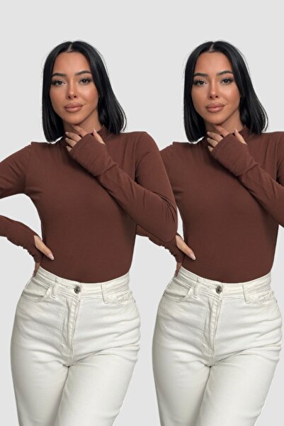 Lunamiratto Women's 2-Piece Bitter Brown Finger Detail Body with Finger Inser...