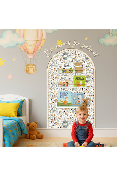 Sosyotab Çocuk Bebek Odası Duvar Sticker Seti | Bir Varmış Yazısı + Çerçeve |...