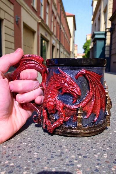 FG KONNİCHİWA Golden Barrel Dragon Mug Design Ceramic & Polyester Mug and Vik...