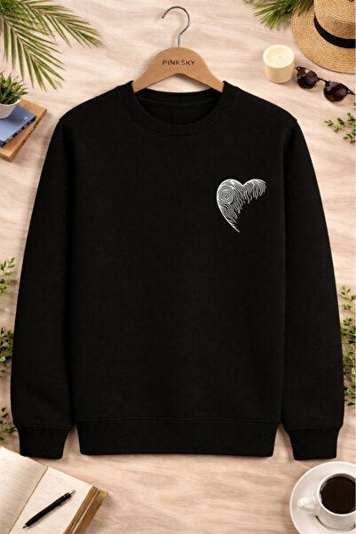 Pink Sky Unisex Printed Crew Neck Sweatshirt Oversized Cotton Daily Comfortable