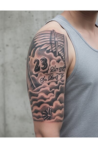 CT STONES Șablon pentru tatuaj temporar Aripi de înger norilor, dimensiune mare