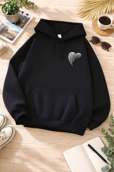 Pink Sky Unisex Printed Hooded Sweatshirt |   Oversized , Cotton, Daily Comfo...