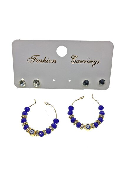 NKIE JEWELS Gold Color Blue Beads Stylish Dangle Handcrafted Combination Earr...