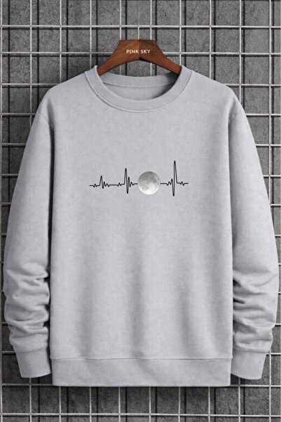 Pink Sky Unisex cu imprimeu guler rotund Swea tricou supradimensionat Bumbac ...