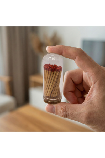 memyap Mantar Kapaklı Cam Şişede Dekoratif Kibrit-40 Adet Dekoratif Kibrit | Şık ve Minimal Kibrit Şişesi