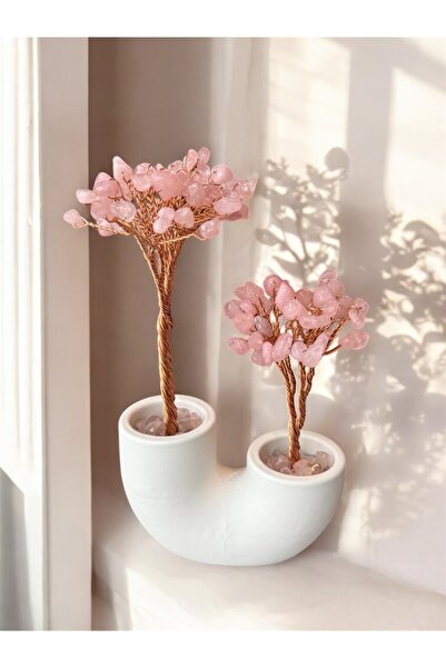 NO BRAND Pembe Kuvars Doğal Taş Aşk ve Sevgi Ağacı | El Yapımı Dekoratif Masa...