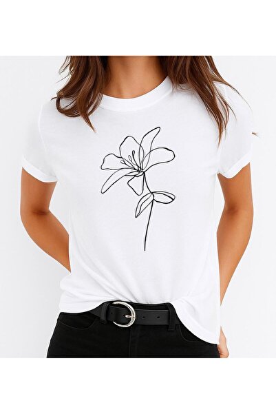 OEM Women's Cotton T-Shirt 100% Simple Flower 2