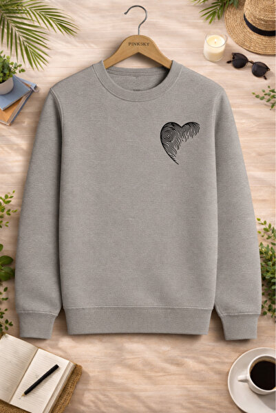 Pink Sky Unisex Printed Crew Neck Sweatshirt Oversized Cotton Daily Comfortable