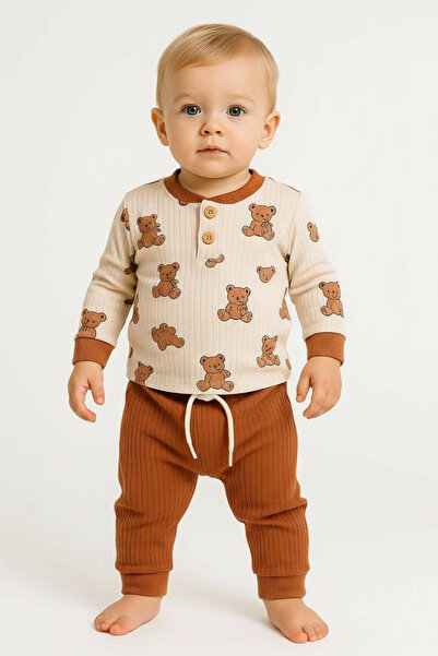 Bebelul Teddy Bear Dolas cotton blouse and pants set, with drawstring and but...