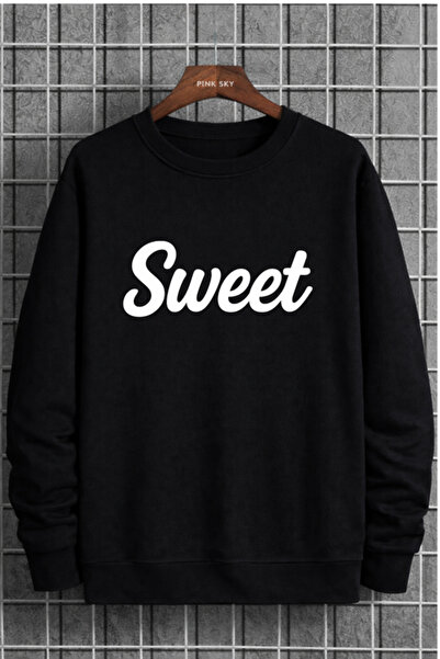 Pink Sky Unisex Printed Crew Neck Sweatshirt Oversized Cotton Daily Comfortable