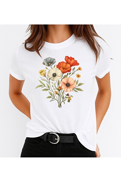 OEM Women's Cotton T-Shirt 100% Flowers
