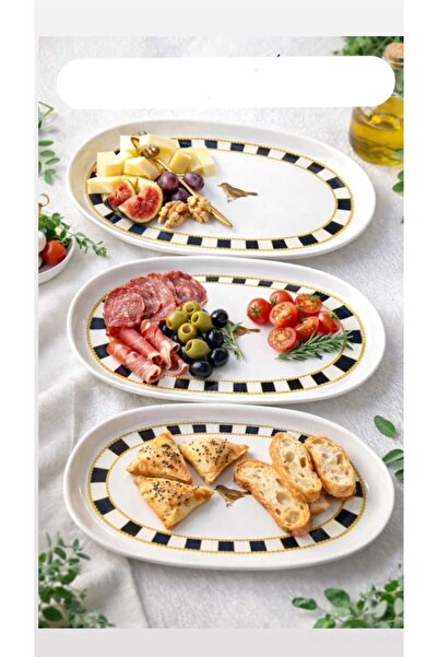 SERAMİKCİ 3-Piece Boat Plate with Striped Bird