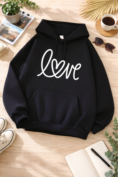 Pink Sky Unisex Printed Hooded Sweatshirt |   Oversized , Cotton, Daily Comfo...