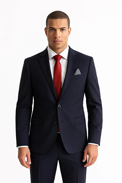 Ayber Men's Collection Men's Vest Set Sports Slim Fit Suit_Dark Blue