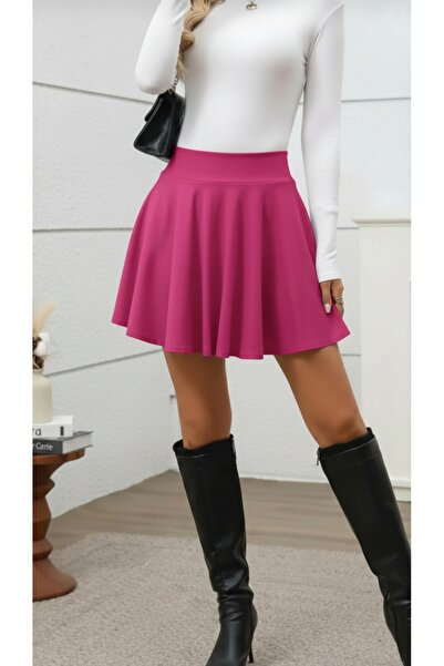 MRDN MODA Fustă mini evazată super elastică cu talie înaltă