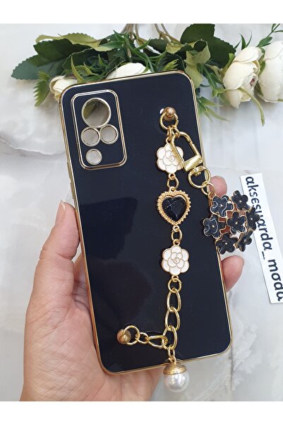 Aksesuarda Moda حافظة لامعة متوافقة مع هاتف VIVO V21 مزودة بفتحة يدوية مزخرفة...