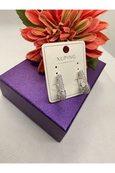 XUPING JEWELRY Zircon Stone Bowed Needle Model Steel Earrings