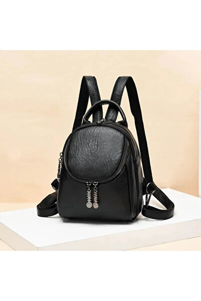 AyShop Kadın Pu Deri Yumuşak Tarz Şık Gizli Bölmeli Mini Sırt Çantası