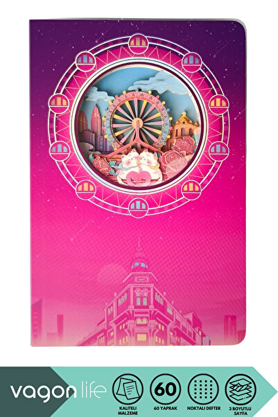 Vagonlife New Collection Cat 3D Layered Illustration Art Design Dotted Notebo...