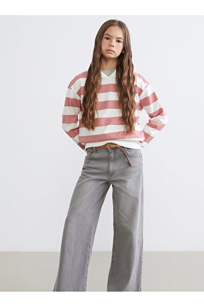 ASL GOLF CLUB Pantaloni de blugi gri croi larg pe picior pentru fete (5-15 ani)