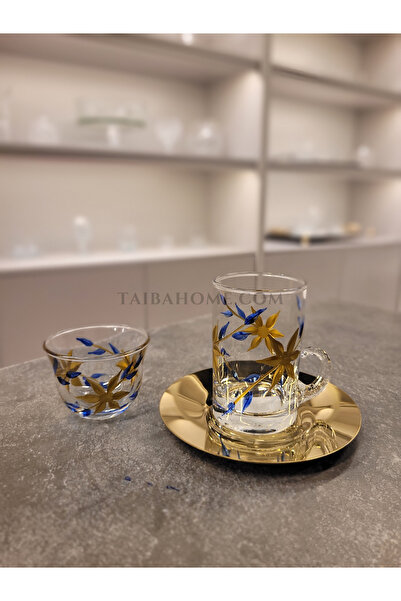 TR 18-piece tea and cup set - Floral - Gold