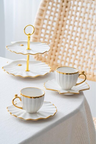 ACAR طقم كيك وقهوة صغير من شيلي جولد لشخصين مع حامل KAI-07649