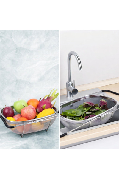 chakran store Büyük Boy Paslanmaz Çelik Lavabo Üstü Süzgeç Sepeti Genişletile...