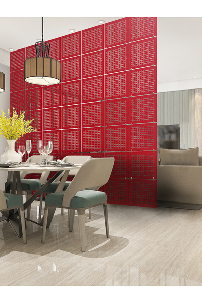 makta ® Perde Paravan - Lazer Kesim Sarkıt Paravan, Ahşap Seperatör, 4'lü Pan...