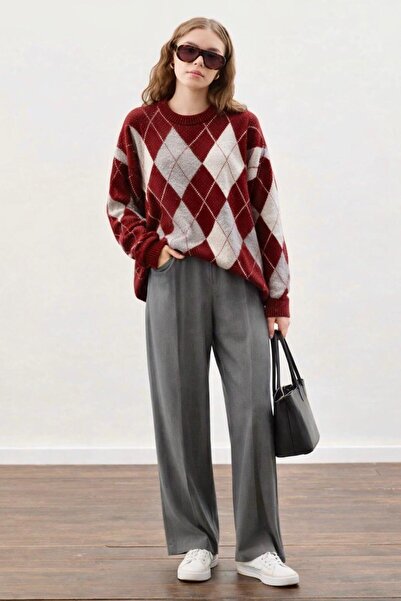 TOFAN TRİKO BAKLAVA PATTERNED KNIT SWEATER