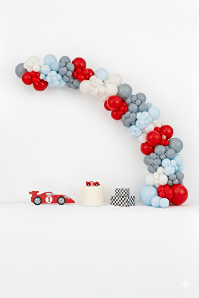 party mix Doğum Günü Balon Zinciri 65’li Balon Set – Kırmızı & Mavi & Gri & B...